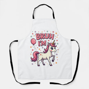 Vintage Bruh I'm 8 Unicorn Birthday Party Cute Ret Apron