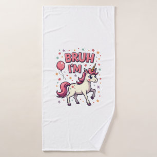 Vintage Bruh I'm 8 Unicorn Birthday Party Cute Ret Bath Towel