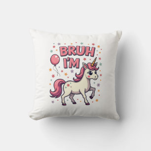 Vintage Bruh I'm 8 Unicorn Birthday Party Cute Ret Cushion
