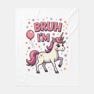 Vintage Bruh I'm 8 Unicorn Birthday Party Cute Ret Fleece Blanket