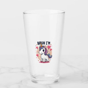 Vintage Bruh I'm 8 Unicorn Birthday Party Cute Ret Glass