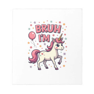 Vintage Bruh I'm 8 Unicorn Birthday Party Cute Ret Notepad