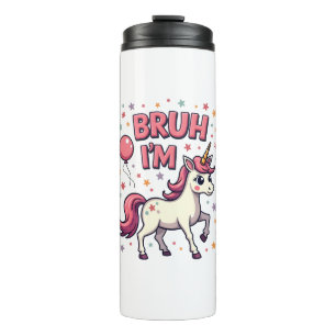 Vintage Bruh I'm 8 Unicorn Birthday Party Cute Ret Thermal Tumbler