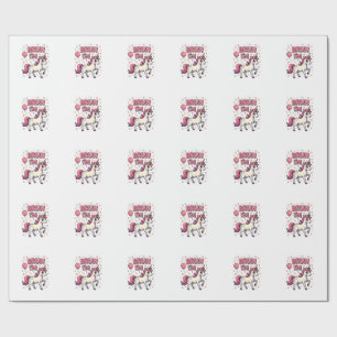 Vintage Bruh I'm 8 Unicorn Birthday Party Cute Ret Wrapping Paper