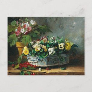 Vintage Brunel-Neuville Pansies and Primroses Postcard
