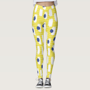 Vintage Brush Stroke Seamless Illustration Leggings