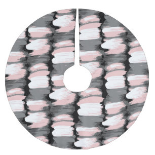 Vintage brush strokes, grey-pink decor. brushed polyester tree skirt