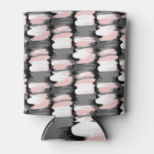 Vintage brush strokes, grey-pink decor. can cooler