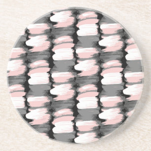 Vintage brush strokes, grey-pink decor. coaster