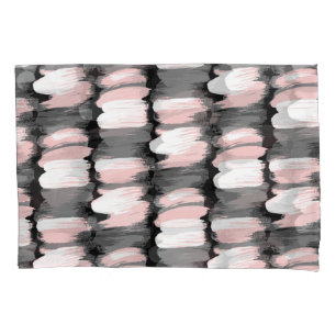Vintage brush strokes, grey-pink decor. pillowcase