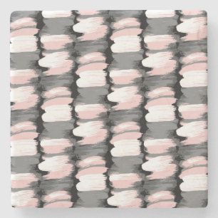Vintage brush strokes, grey-pink decor. stone coaster