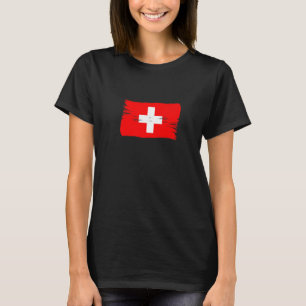 Vintage Brush Style Swiss Flag Switzerland T-Shirt