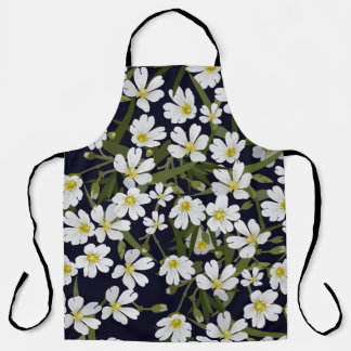 vintage brushless floral pattern with white field apron