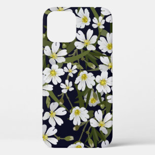 vintage brushless floral pattern with white field iPhone 12 case