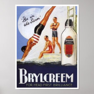 Vintage Brylcreem Be in the Swim Ad Poster