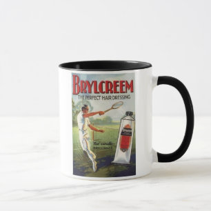 Vintage Brylcreem Man Playing Tennis Ad Mug