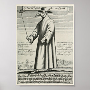 Vintage Bubonic Plague Doctor Illustration Poster