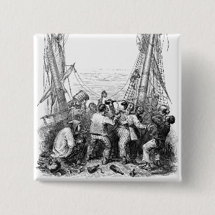 Vintage Buccaneers and a Shipwrecked Pirate Ship 15 Cm Square Badge
