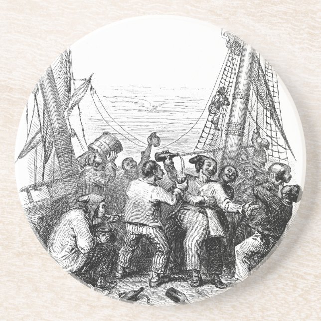 Vintage Buccaneers and a Shipwrecked Pirate Ship Coaster (Front)