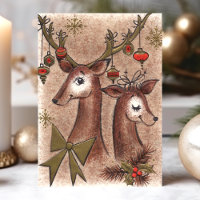 Vintage Buck And Doe Deer Christmas
