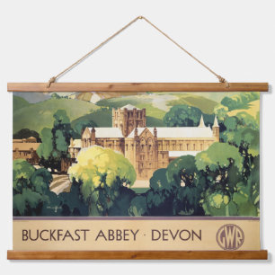 Vintage Buckfast Abbey Monastery British Railways  Hanging Tapestry