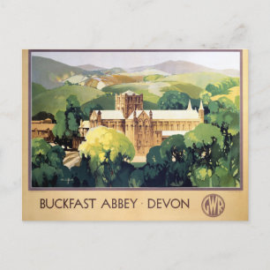 Vintage Buckfast Abbey Monastery British Railways Postcard