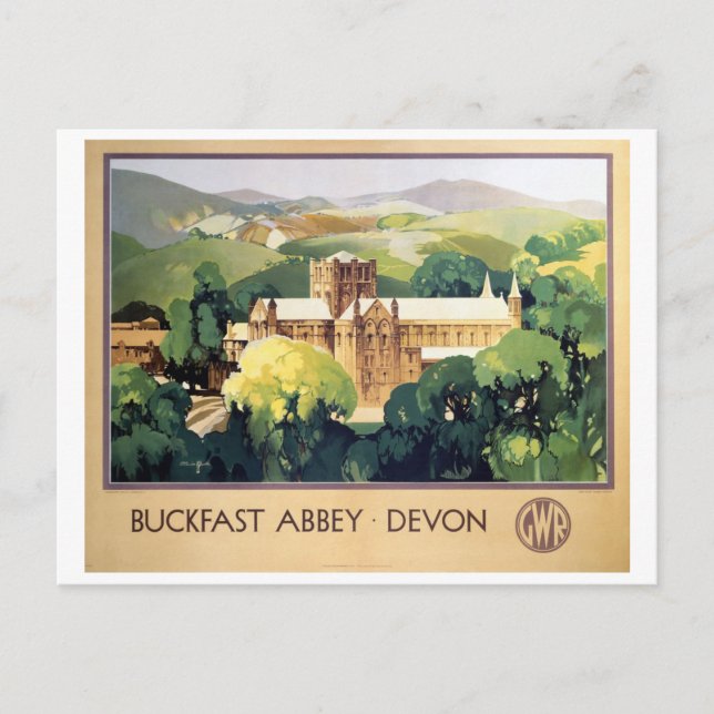Vintage Buckfast Abbey Monastery British Railways  Postcard (Front)