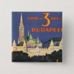 Vintage Budapest 15 Cm Square Badge<br><div class="desc">Vintage travel poster promoting a 3-day holiday in Budapest,  Hungary</div>