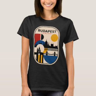 Vintage Budapest Hungary Bauhaus Geometric Skyline T-Shirt