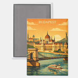 Vintage Budapest Hungary Travel City Art Print Magnet