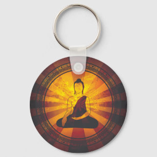 Vintage Buddha Print Key Ring