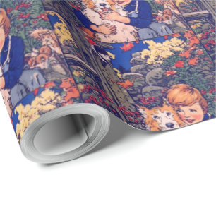 Vintage Buddy Jim and His Dog by John Rae Wrapping Paper