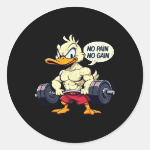 Vintage Buff Duck No Pain No Gain Gym Workout Cart Classic Round Sticker