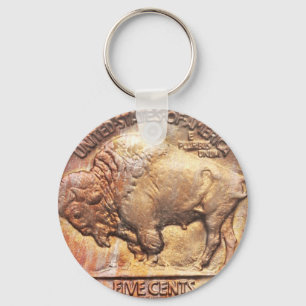 Vintage Buffalo Nickel Coin Collector Keychain