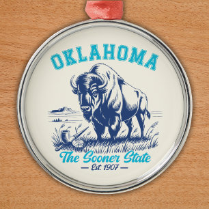 Vintage Buffalo Oklahoma Souvenir Design Metal Ornament