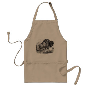 Vintage Buffalo Retro Bison Animal Illustration Standard Apron