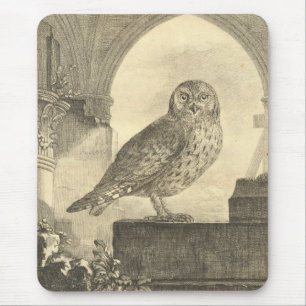 Vintage Buffon Scops Owl Mouse Pad