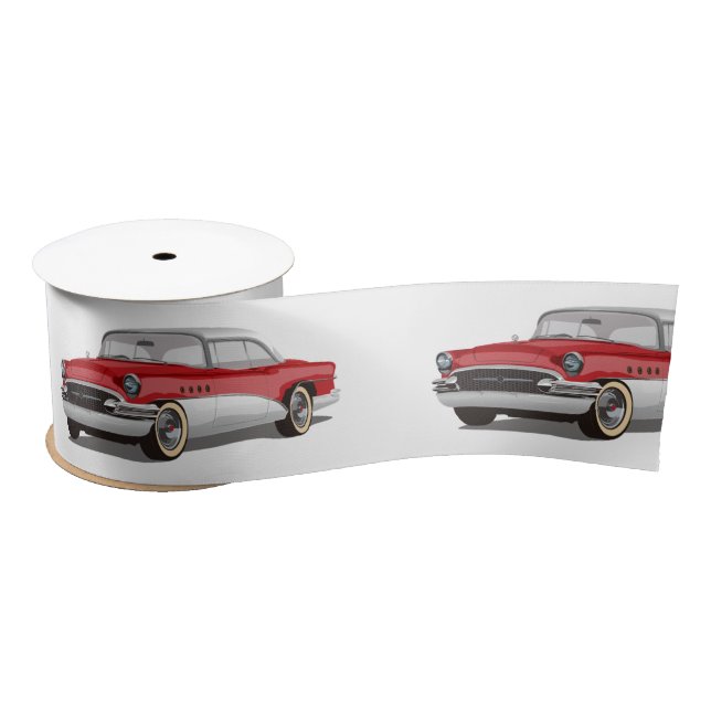 Vintage Buick On White Satin Ribbon (Spool)