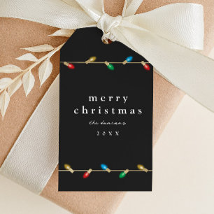 Vintage Bulb Christmas Lights Gift Tag