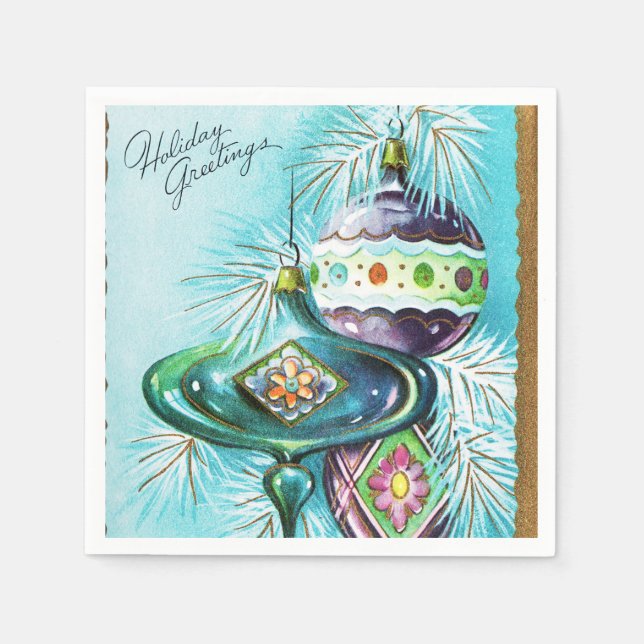 Vintage bulbs Christmas retro party napkins (Front)