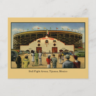 Vintage Bull fight arena Tijuana Mexico Postcard
