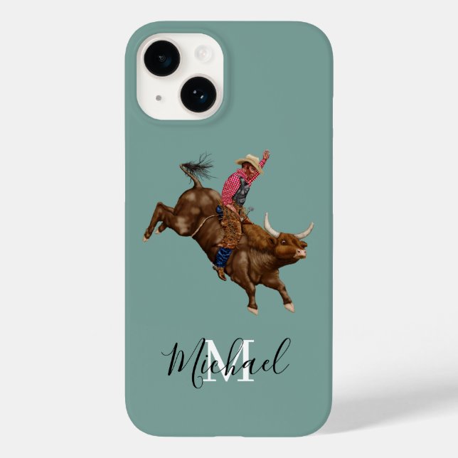 Vintage bull riding cowboy Case-Mate iPhone case (Back)