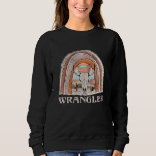 Vintage Bull Skull Cute Cactus Retro Wranglers How Sweatshirt