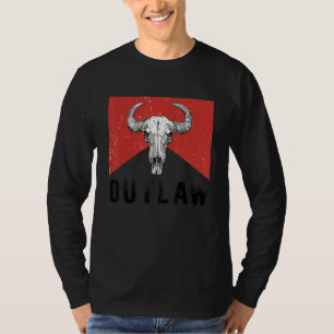Vintage Bull Skull Howdy Outlaws Music Rodeo Cowgi T-Shirt