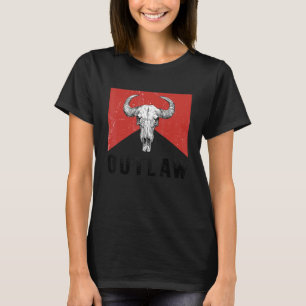 Vintage Bull Skull Howdy Outlaws Music Rodeo Cowgi T-Shirt