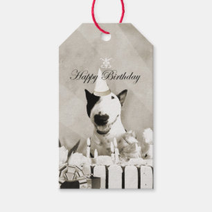 Vintage Bull Terrier "Happy Birthday" Gift Tag