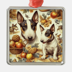 Vintage Bull Terrier Painting Metal Ornament