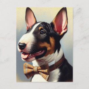 Vintage Bull Terrier Painting Portrait Postcard