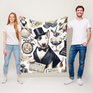 Vintage Bull Terrier Pattern Fleece Blanket