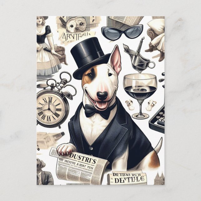 Vintage Bull Terrier Pattern Postcard (Front)